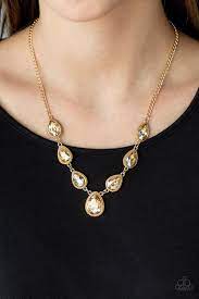 Socialite social gold necklace paparazzi