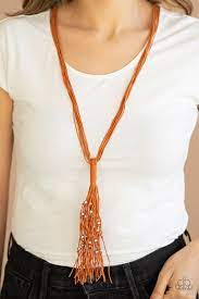hand-knotted knockout  orange paparazzi necklace