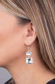 All ICE On Me - white - Paparazzi earrings