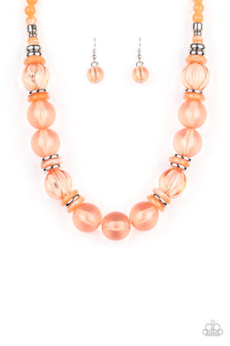 Paparazzi Bubbly Beauty - Orange Necklace     554