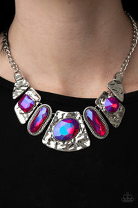 Futuristic Fashionista – Pink Oil Spill Iridescent Necklace - Paparazzi Accessories - Empower Me Pink 2021