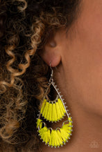 Load image into Gallery viewer, Samba Scene – Yellow Ribbon Earrings - Paparazzi Accessories - Empower Me Pink 2021