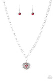 Load image into Gallery viewer, Paparazzi No Love Lost - Red - Silver Locket Heart - Necklace &amp; Earrings