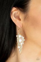 High End Elegance - gold - Paparazzi earrings  Location 24