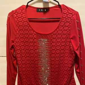 168. Red and silver top