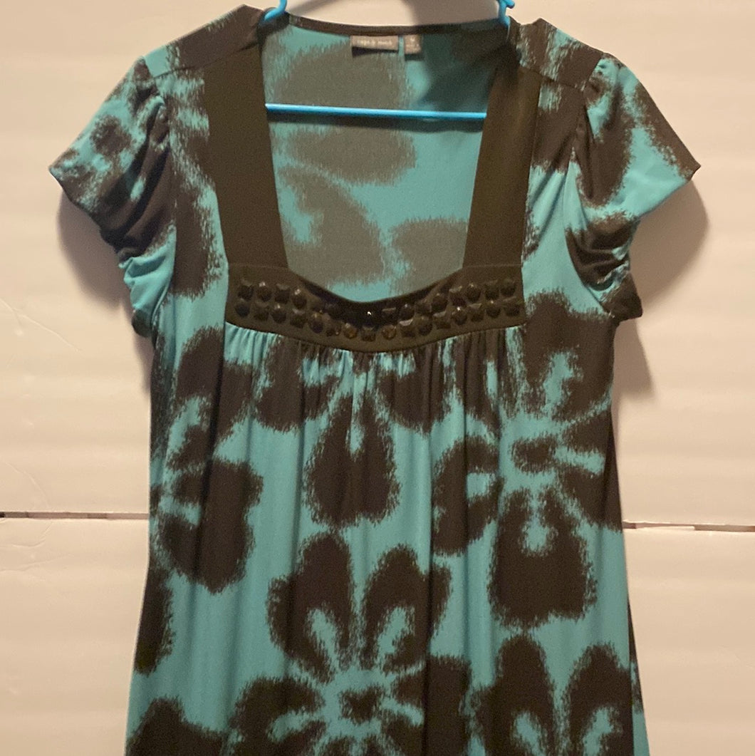 Teal and Brown Dress  Size M