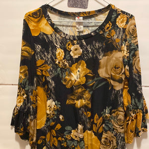 Brown and green flower top L 2115