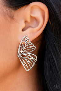 Paparazzi Butterfly Frills Silver Life of the Party earrings   1710
