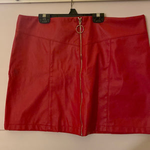 Red foe leather skirt 166