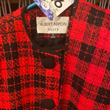 Load image into Gallery viewer, Albert Nipon black and red check jacket with scarf.  #46